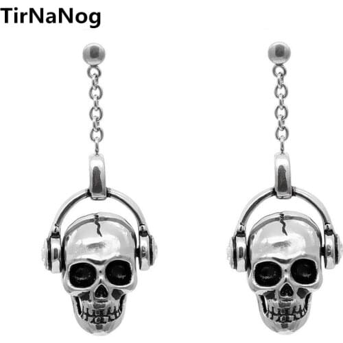 Restoring Ancient Ways Punk Long Tassels Skull Earring Fashionable Nightclub Hip-hop Rock Headset Earrings Women Jewelry Gifts