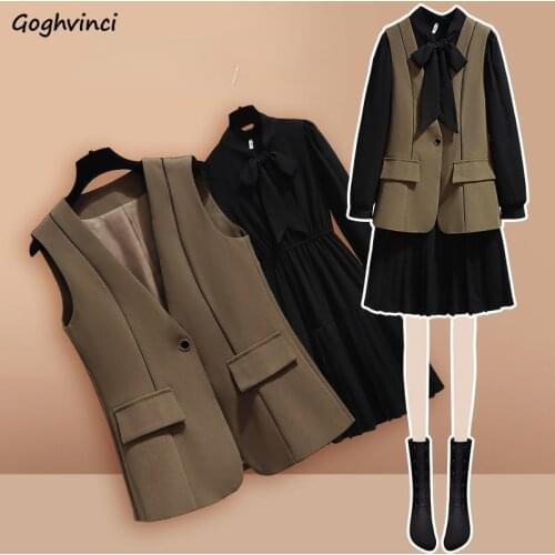 Sets Women Solid Oversize S-3XL Spring Elegant Bow Pockets Clothing Design Simple All-match Preppy Leisure Holiday Tender Chic