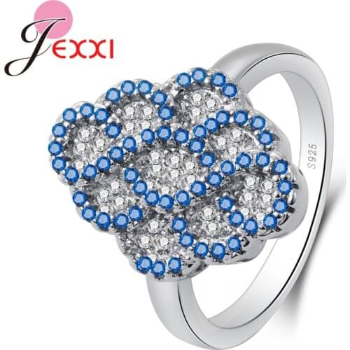 High Quality Women Female Party Jewelry Accessories 925 Sterling Silver Geometric Ring With Full AAA Cubic Zirconia