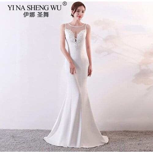 Robe De Soriee Sexy V-Neck Mermaid Long Dress Backless Handmade Beading Elegant Formal Bride Prom Party Gown Fiesta Vestidos