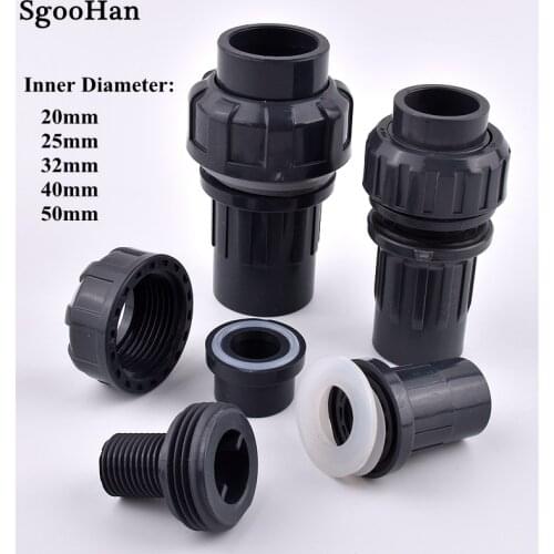 1PC I.D 20~50mm UPVC Pipe Aquarium Water Tank Union Connector Home DIY Shrimp Nano Butt Fish Tank Joint Watering Pipe Fittings