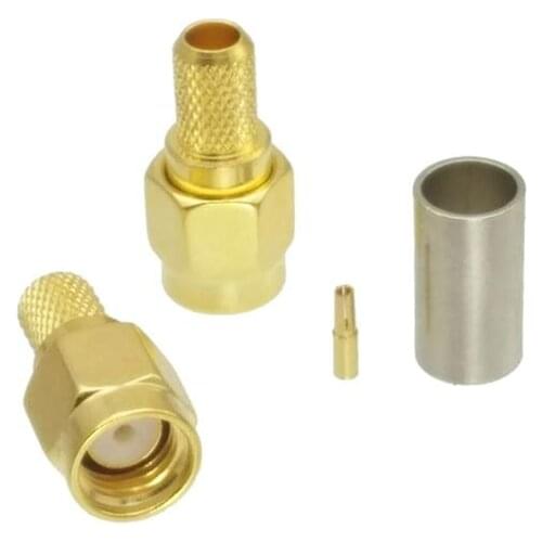 1Pcs RP-SMA male jack crimp RG58 LMR195 RG142 RG400 Cable RF Coaxial connector