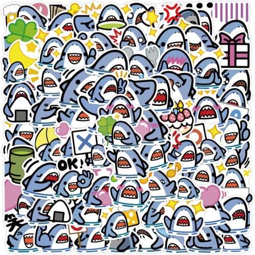 10/50/120PCS Cute Shark Cartoon Stickers Aesthetic Laptop Phone Suitcase Water Bottle Waterproof Graffiti Sticker Decal Kid Toy