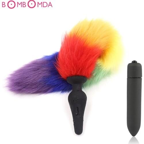 10 Speed Dildo Vibrator Silicone Anal Plug Fox Tail Sex Toys for Men Woman Vibrating Bullet Butt Plug Erotic Toys BDSM Products