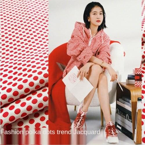 154*50cm European and American popular wave-dot yarn-dyed jacquard windbreaker fabric spring and autumn jacket fashion brocade