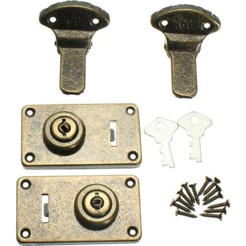2pcs Iron Guitar Instrument Case Latches Box Buckles With Screws & 1 Keys G-16