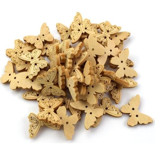 300PCS Butterfly 2Hole Wooden Buttons for Scrapbooking Crafts DIY Baby Children Clothing Sewing Accessories Button Decoration