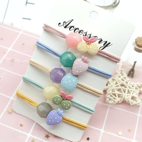 300pcs/lot Fruits Round Jelly Bead Bowknot Hair Bands Elasticity Double Layer Rubber Band Hair Styling Tools Accessories HA1148