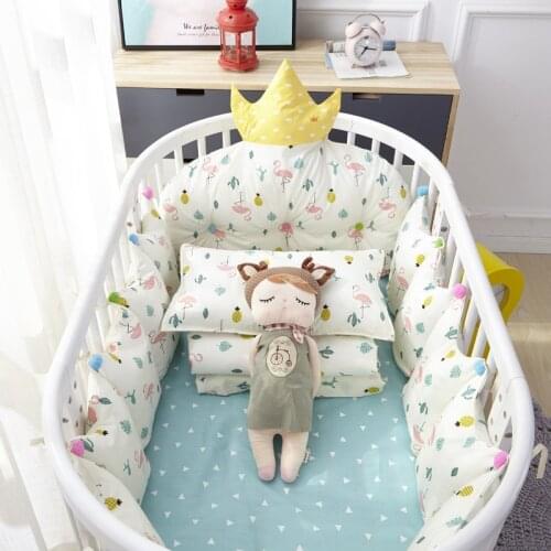 4pcs Cotton Crib Baby Bedding Nordic Style Childrens Bumper Around Cot Removable And washable Baby Bed Protector Room Decor