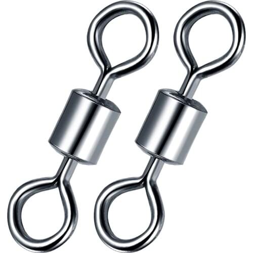 50PCS Fishing Swivels Angling Rolling Barrel Swivels Fish Line Lure Connector Bearing Swivel Ring For Fishing Tackle Accessories