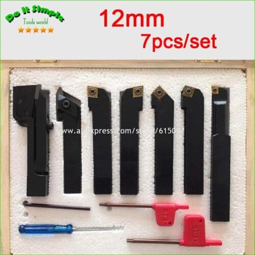 7pcs/set 12mm Hard Alloy Blade with Coating Turning CNC Lathe Tool Kits