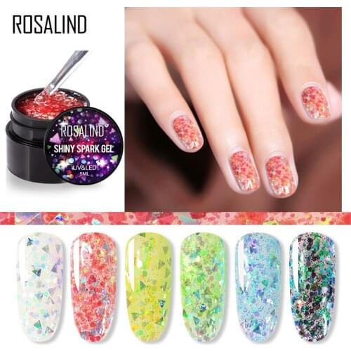 ROSALIND 5ml Shiny Spark Gel Nail Polish All For Manicure Semi Permanent Hybrid Varnishes For Nail Art Design Top Base