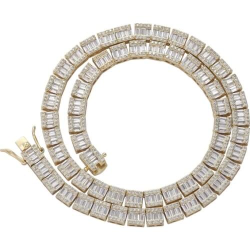 Bling Bling Big CZ Iced Out AAA Cubic Zirconia brass setting Tennis Chain Necklace BC028