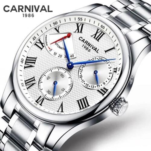 Relogio Masculino Carnival Top Brand Luxury Automatic Watch Men Fashion Military Calendar Mechanical Wristwatches Clock Man 2021