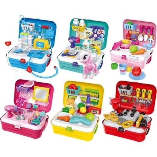 Children Pretend Play Toy Cutlery Kitchen Make-up Tool Doctor Child Backpack Puzzle Play Boy and Girl Doctor Set Kids Toys