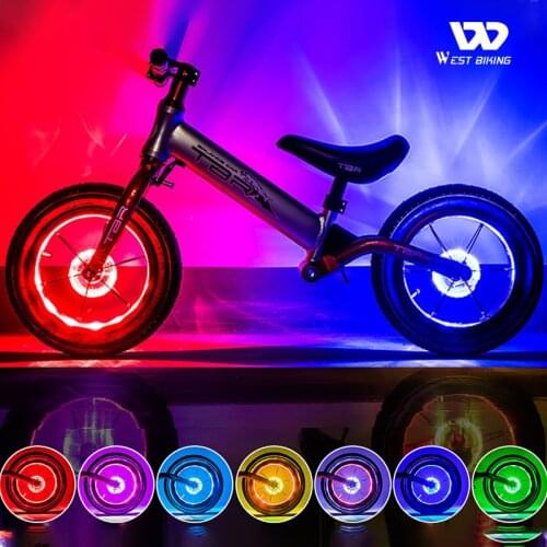 West Biking Bicycle Spoke Light LED Bike Wheel Light Scooter Light Kids Bike Accessories USB Front Tail Lamp 7 Color Cycling