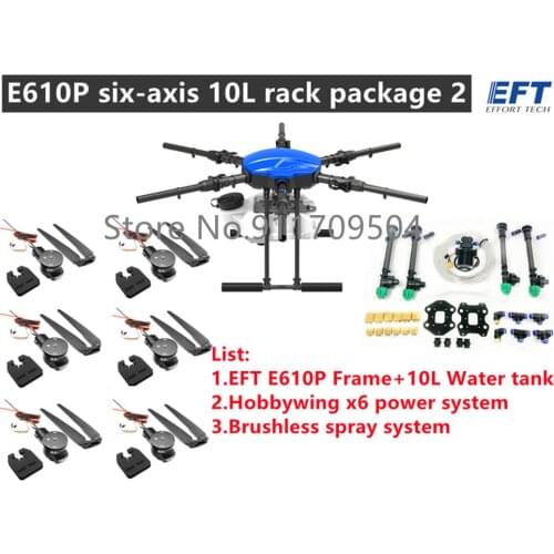 EFT E610S upgrade version E610P 10L six-axis 10kg rack kit with Hobby-wing X6 power system with spray system agricultural spray