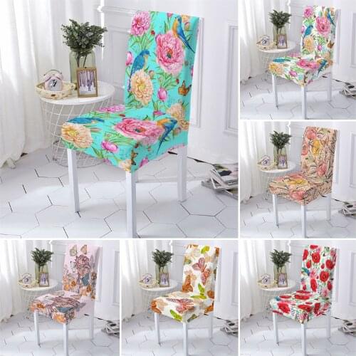 Butterfly Printing Elastic Chair Cover Home Decor Kitchen Removable Chair Seat Covers For Wedding Banquet Hotel Chair Slipcvoer