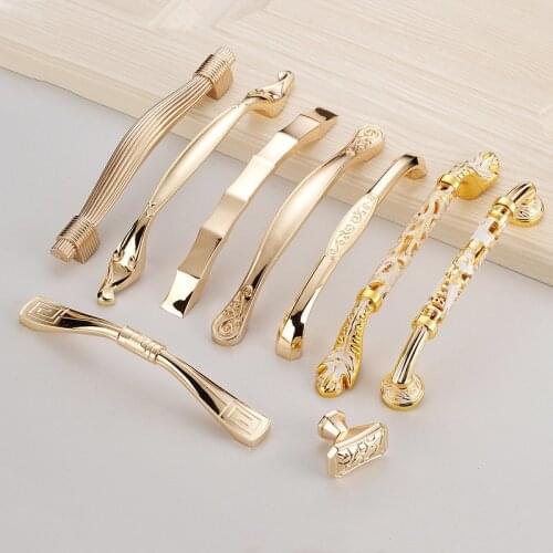 European Light Luxury Gold Cabinet Handle Modern Simple Rose Gold Wardrobe Drawer Hanging Wine Cabinet Door Knobs and Pulls