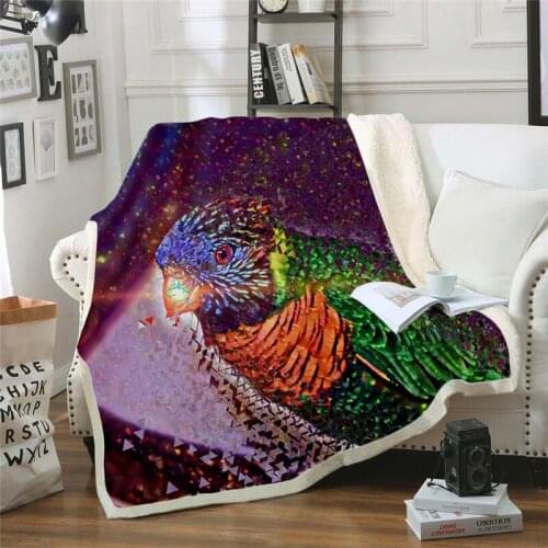 Parrots 3D Printed Fleece Blanket for Beds Thick Quilt Fashion Bedspread Sherpa Throw Blanket Adults Kids 03