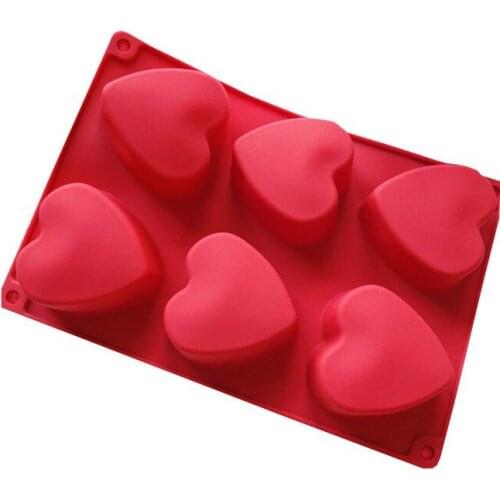 Luyou DIY handmade soap mould 6 lattices love heart shape silicone cake mold chocolate molds 80-100G CL137