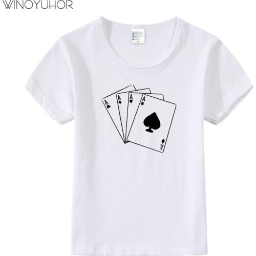 Playing Cards Ace Of Spades Print T-shirt Baby Boys Girls Summer Fashion Short Sleeve T Shirts Funny Poker Tops Tee