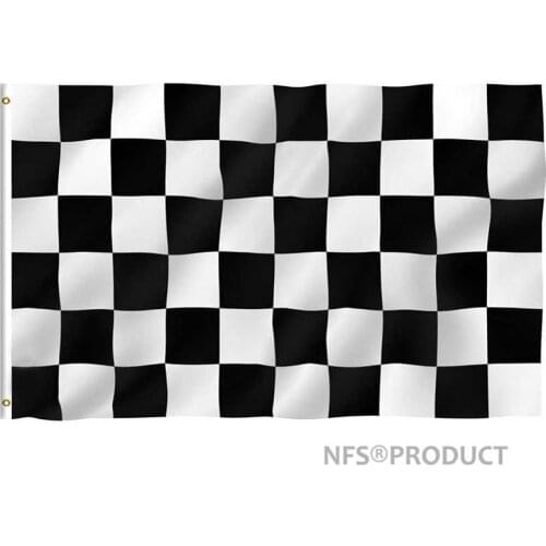 Checkered F1 Flag Auto Racing 90x150cm Polyester Black White Chequered Printed Decorative Sport Flags and Banners