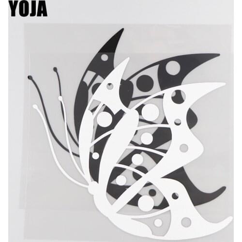 YOJA 17.3×15.4CM Beautiful Butterfly Cartoon Vinyl Decal Animals Pattern Car Stickers Black/Silve0r 19C-0165