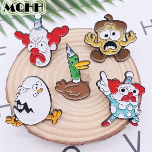 Creative Fun Clown Head Portrait Enamel Pins Animal Duck Egg Brooch Alloy Badge Clothes Accessories Woman Jewelry Gift For Kid