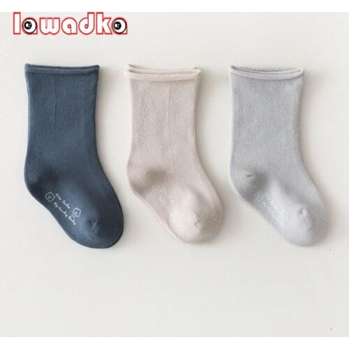 Lawadka 3Pairs/set 0-8Years Cotton Childrens Socks Casual Baby Socks For Boys Girls Solid Clothes Accessories Four Season 2021