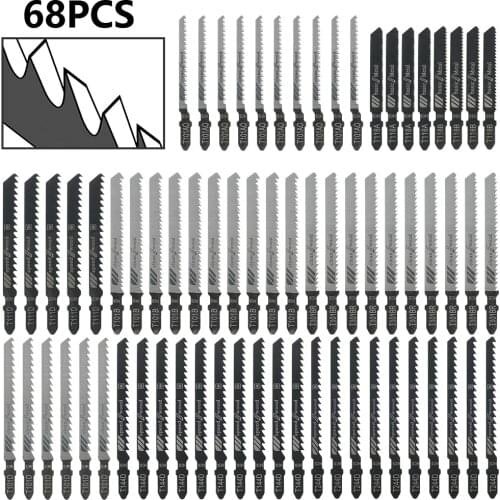 68pcs Jigsaw Blades Metal Wood Assorted Jig Saw Blade Wood Plastic Curve Cutting Tool Kits Woodworking DIY Power Blades Tools