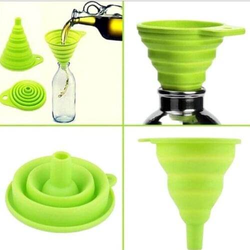 Mini Foldable Cute Kitchen Home Food Grade Silicone Folding Telescopic Funnel Strainers