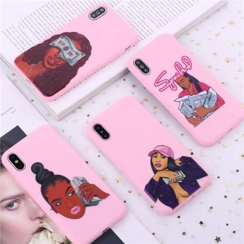 Fashion Giffted 12 Pro Max Case Drop Shipping Soft TPU Back Cover For iPhone X XS Case Pink For iPhone12 11 8 7 Black Girl Magic
