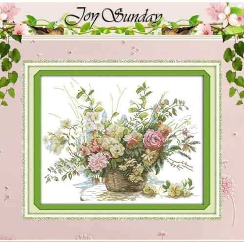 The rose flower basket atterns Counted Cross Stitch 11CT 14CT Cross Stitch Set Wholesale Cross-stitch Kit Embroidery Needlework