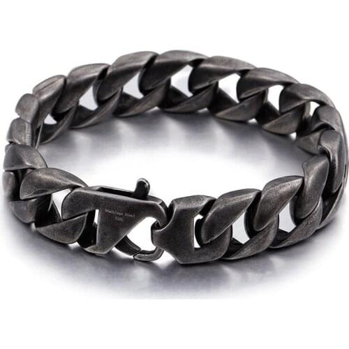 New Stainless steel jewelry Titanium steel 316L boiled black bracelet personality men chain