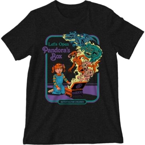 Kuakuayu-JF New Casual Short Sleeve Black T-shirts Lets Open Pandoras Box Womens Tees Tops Female Summer Plus Tees Shirts