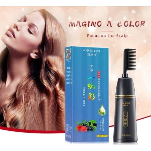 Organic Plant Essence Hair Comb Dye Cream 100% Cover Grey White Hair Permanent Color Dye 200mL