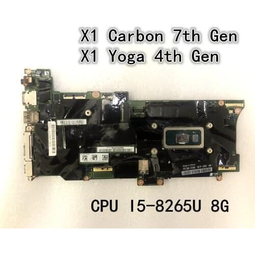 Original laptop Lenovo Thinkpad X1 Carbon 7th Gen/ X1 Yoga 4th Gen Motherboard With CPU I5-8265U 8G 01YU350 5B20X57787