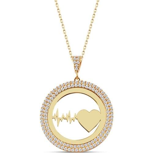 Name Post Heart Ritmi Double Row Cubic Zirconia Silver Plate Necklace DN168