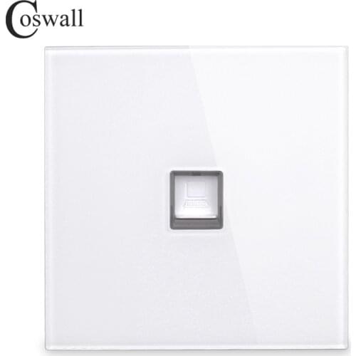 Coswall Crystal Tempered Full Glass Panel CAT5E 8-Core RJ45 Internet Jack Wall Data Socket Computer Outlet R11 Serie
