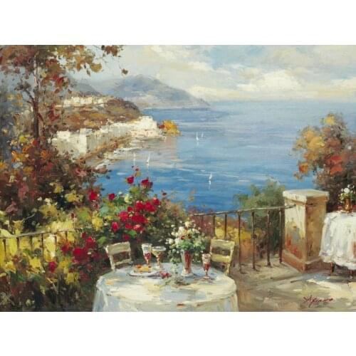 Handmade Landscapes art Canvas Tableau Mediterranean Oil painting for living room decor