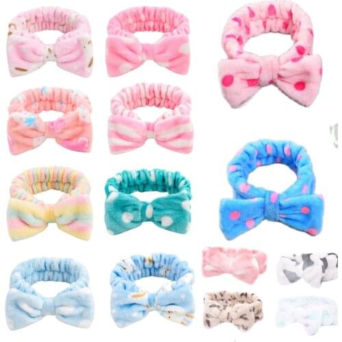 1PCS Coral Fleece Elastic Soft Headband Bow Kont Hairband for Women Girls Wash Face Turban Headwear Hair Accessories