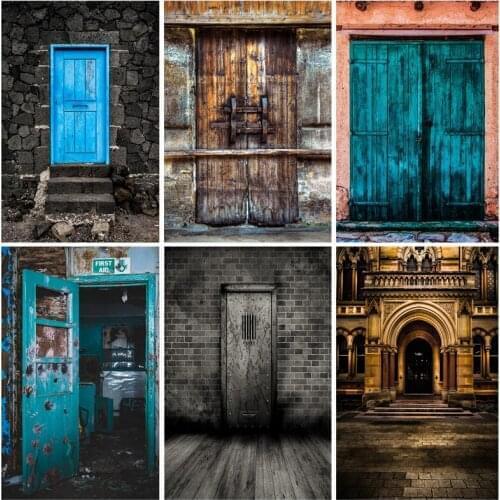 SHENGYONGBAO Vinyl Background Brick Wall Wooden Door Baby Portrait Photography Backdrop Photocall Photo Studio 21604EHP-01