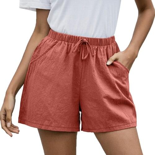 Girls Cotton Linen A Line Shorts Women Casual Loose Wide Leg Red Shorts Biker Running Lace Up Sexy Short Summer Board Shorts Hot