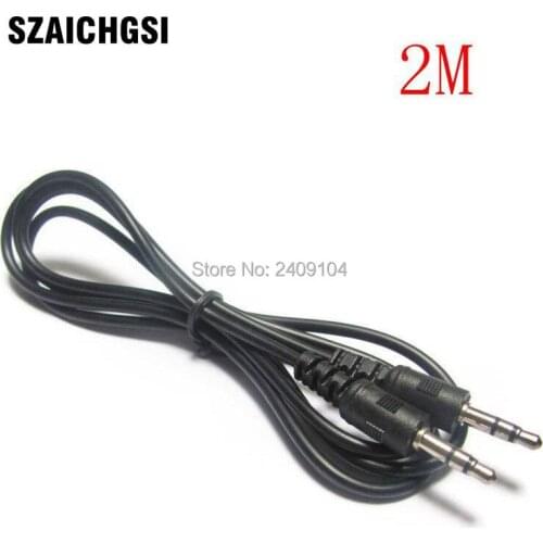 SZAICHGSI 3.5mm 2M Male to Male black Audio Aux Plug 3-Ring Mini AV Cable by free DHL FEDEX shipping wholesale 1000pcs/lot