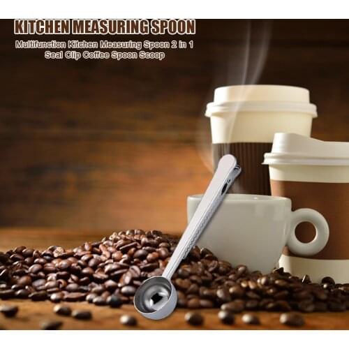 Creative Stainless Steel Flavour Spoon Kitchen Supplies Coffee Spoon with Clip Multicolor Measuring Cup Set for Bakery