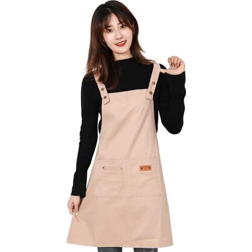 Waterproof and oil-proof kitchen strap apron manicurist tea shop restaurant men and women fashion overalls apron
