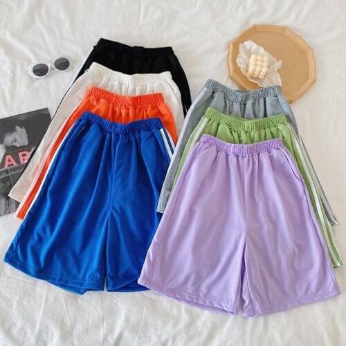 M-XL High Waist Sports Shorts Women 2021 Summer Striped Loose Shorts Female Running Casual Pants A9040