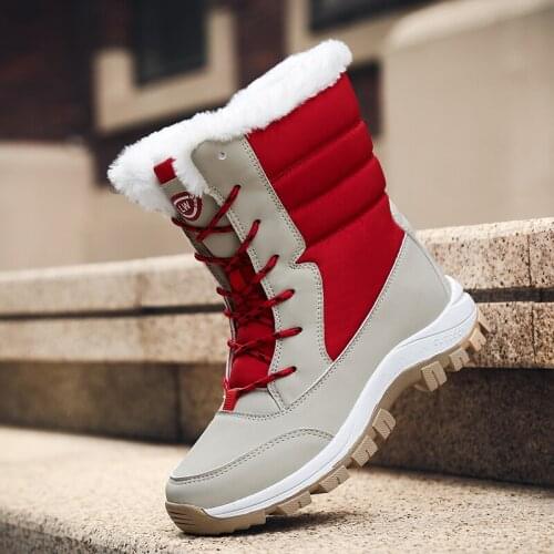 Winter Women Boots High Quality Warm Snow Boots Womens Mid-Calf Lace-up Ankle Boots Comfortable Ladies Boots Chaussures Femme