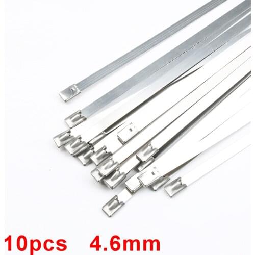 10PCS 4.6mm width Self-Locking Stainless Steel wires metal cable ties self-Lock tie wrap zip ties 4.6x100-450